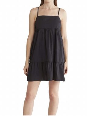 New Abound Sz Large Women’s Black Tiered Cotton Babydoll Mini Dress Ret $60!
